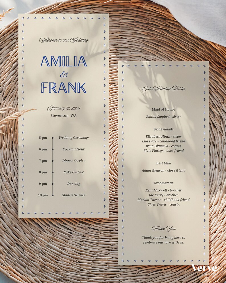 Fun Wedding Programs Canva Template, Wedding Timeline, Ceremony Program