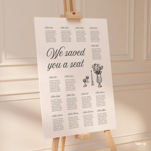 Rustic Seating Chart Template, French Style Wedding Signage (Canva Template) (WT37)