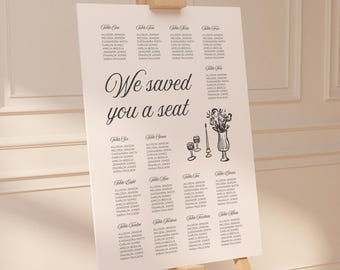 Rustic Seating Chart Template, French Style Wedding Signage (Canva Template) (WT37)