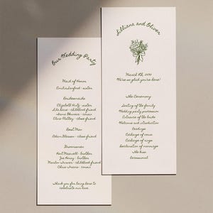 Hand Drawn Wedding Programs Canva Template, Whimsical Wedding Timeline, Order of Service (WT38)
