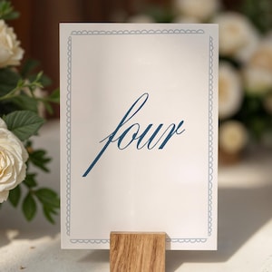 Vintage Wedding Table Numbers with Wavy Border, Editable Canva Template, Instant Download