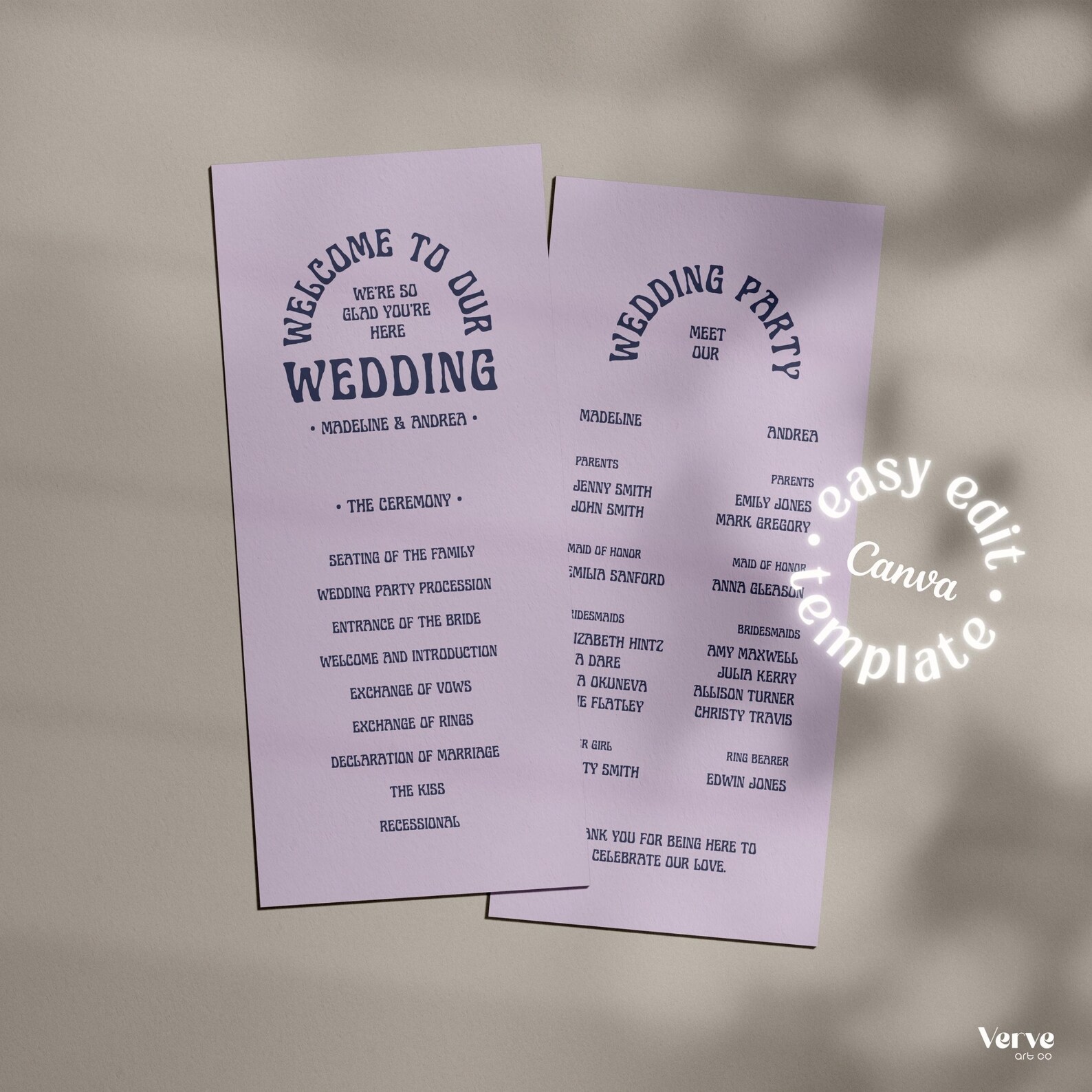 Retro Wedding Program Template With Timeline, Order of Service (canva ...
