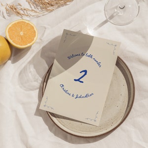 Números de mesa desenhados à mão para casamento, números de mesa de casamento caprichosos, placas de mesa de casamento coloridas, modelo Canva, WT23