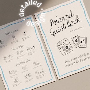 Whimsical Polaroid Guest Book Sign with Instax Directions, Photo Guest Books (Canva Template) (WT43) image 10