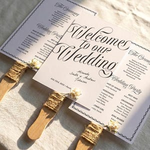 Editable Wedding Program Fans Template, Printable Wedding Programs (Canva Templates) (WT15)