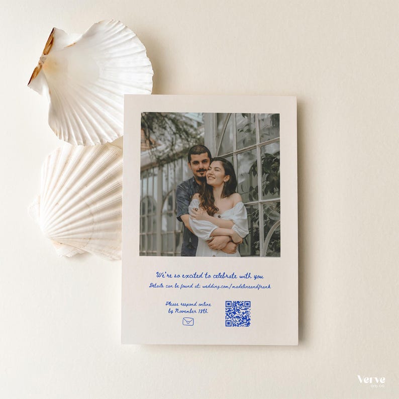 Whimsical Wedding Invitation with Photo and QR Code (Editable Canva Template) (WT14) image 7