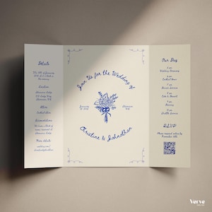 hand drawn wedding invitation template gatefold