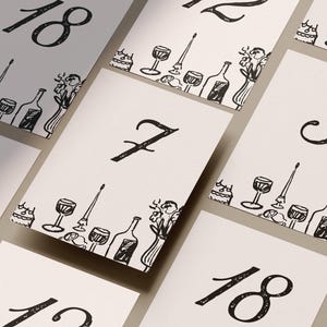 Rustic Hand Drawn Wedding Table Numbers (Canva Template) (WT37)