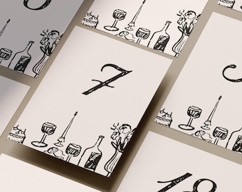 Rustic Hand Drawn Wedding Table Numbers (Canva Template) (WT37)