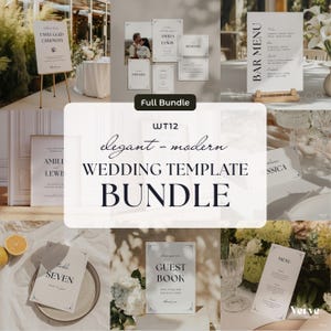 Elegant Wedding Signs Bundle: Minimalist Signage and Stationery Templates (Editable Canva Templates) (WT12) image 1