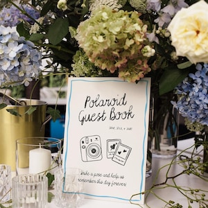 Whimsical Polaroid Guest Book Sign with Instax Directions, Photo Guest Books