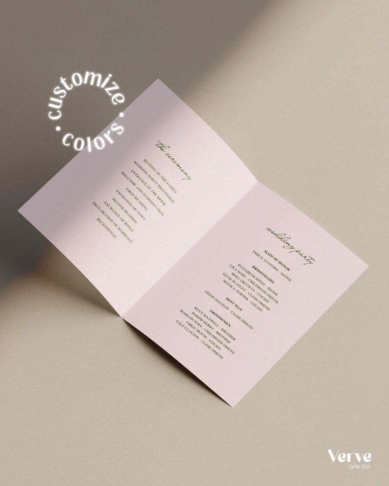Wedding Program Template With Photos, Folded Ceremony Program, Order of ...