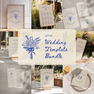 Hand Drawn Wedding Signs Bundle, Whimsical Wedding Template Bundle, Garden Wedding Stationery Bundle, Canva Templates, WT23