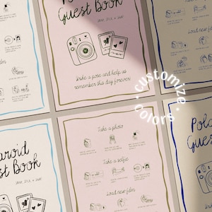 Whimsical Polaroid Guest Book Sign with Instax Directions, Photo Guest Books (Canva Template) (WT43) image 8