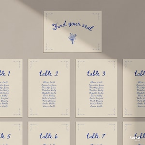 結婚式用席次表カードテンプレート（鏡面仕上げ）（Canvaテンプレート）（WT23）