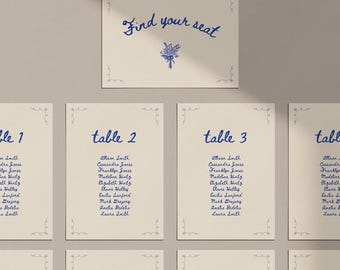 Wedding Seating Chart Cards Template for Mirror (Canva Template) (WT23)
