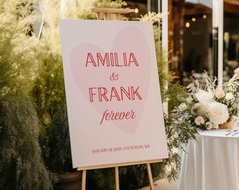 Artsy Wedding Welcome Sign Template, Fun Colorful (Canva Template) (WT34)