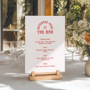Retro Wedding Bar Menu Sign Template: Unique Drink List (Canva Template) (WT42)