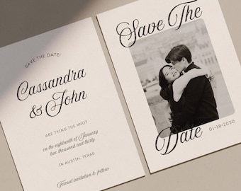 Rustic Save the Date Invitation with Picture (Canva Template) (WT37)