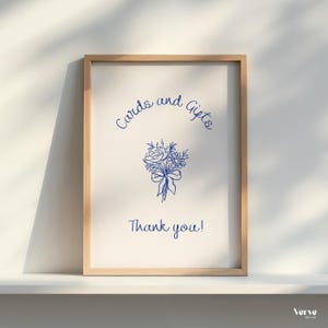 Modèle d'enseigne manuscrite pour cartes et cadeaux, Enseigne pour carte de mariage, Design fantaisiste dessiné à la main, modèle Canva, WT22