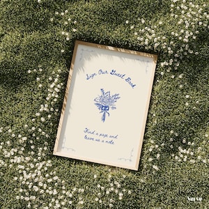 Hand Drawn Wedding Guest Book Sign Template (Canva Template) (WT23)