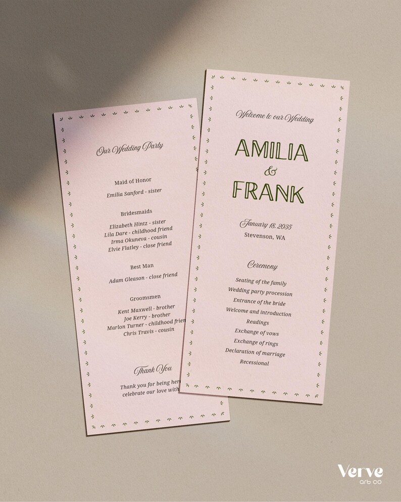 Fun Wedding Programs Canva Template, Wedding Timeline, Ceremony Program (WT36) image 10