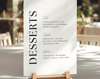 Dessert Menu Sign, Wedding Dessert Bar Signs, Canva Template