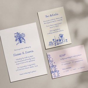 Handgeschriebene Hochzeitseinladungen, Handgezeichnete Hochzeitseinladung, Hochzeitsdetailkarte, Antwortkarte, Canva Hochzeitseinladungsvorlagen, WT22