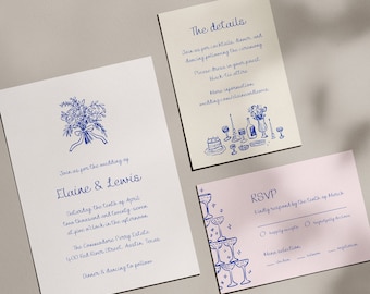 Skurrile Hochzeitseinladung: Hochzeitseinladung, Hochzeitseinladung, Antwortkarte (Canva Templates) (WT22)