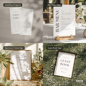 Elegant Wedding Signs Bundle: Minimalist Signage and Stationery Templates (Editable Canva Templates) (WT12) image 5
