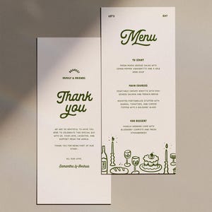 Hand Drawn Wedding Menu Template, Rehearsal Dinner Menu, Canva