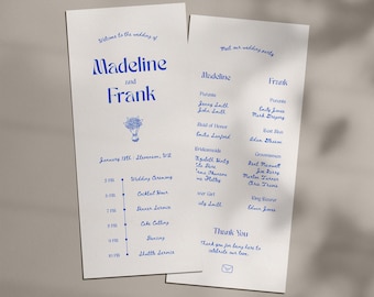 Hand Drawn Wedding Program Template (4x9) (Canva Template) (WT14)