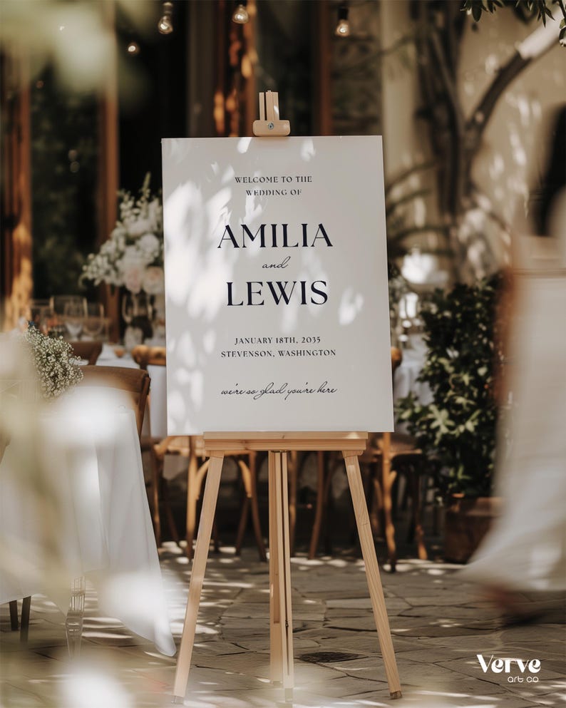 Modern Welcome to the Wedding of Sign, Elegant Canva Template (WT12 ...