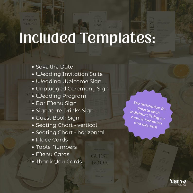Elegant Wedding Signs Bundle: Minimalist Signage and Stationery Templates (Editable Canva Templates) (WT12) image 2