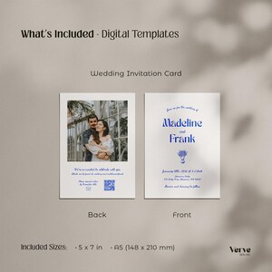Whimsical Wedding Invitation with Photo and QR Code (Editable Canva Template) (WT14) image 3