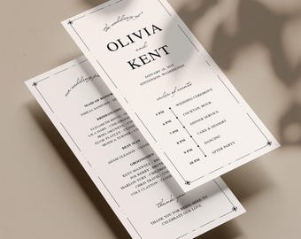 Wedding Programs With Hand Drawn Border, Timeline Itinerary Canva Template (WT05)