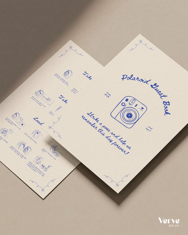 Whimsical Polaroid Guest Book Sign with Instax Instructions (Canva Template) (WT23) image 9