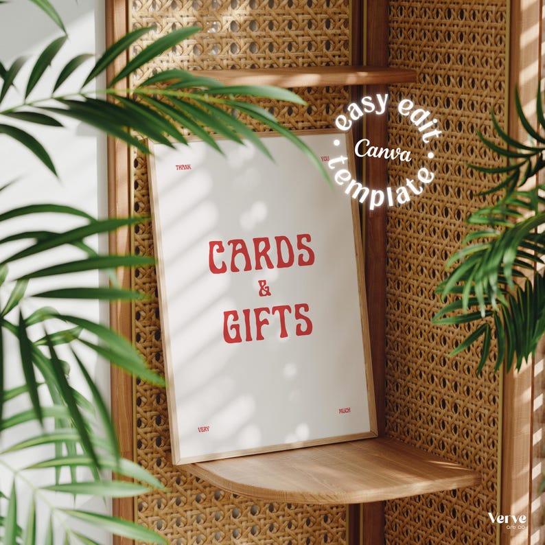 cards and gifts sign canva template