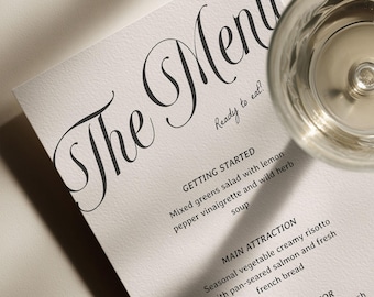 Wedding Menus with Guest Name, Rehearsal Dinner Menu Cards (Canva Template) (WT15)