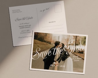 Save the Date Postcard Template with Photo (Editable Canva Template) (WT15)
