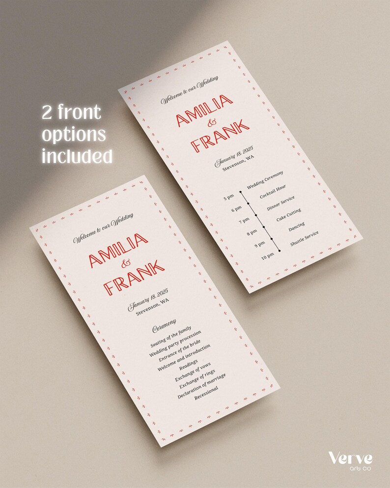 Fun Wedding Programs Canva Template, Wedding Timeline, Ceremony Program (WT36) image 4