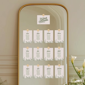 Hochzeit Sitzplan Vorlage, Handgezeichnet Sitzplan Schild, Spiegel Sitzplan, Sitzplan Vorlage, WT32