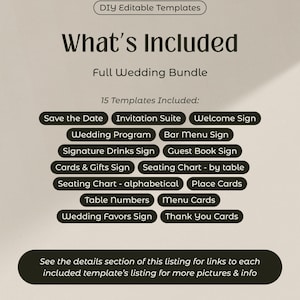 Whimsical Wedding Signs Bundle, Hand Drawn Signage and Stationery Template Bundle (Canva Templates) (WT23) image 2