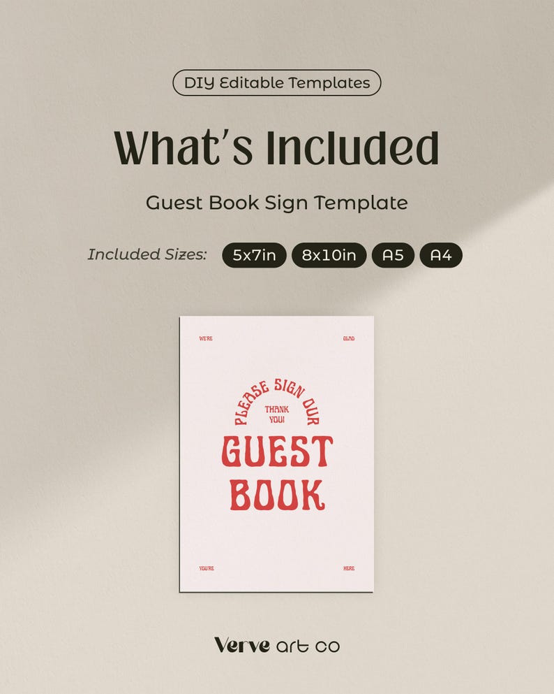 Retro Wedding Guest Book Sign Template (editable Canva Template) (WT42 ...