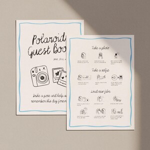 Whimsical Polaroid Guest Book Sign with Instax Directions, Photo Guest Books (Canva Template) (WT43) image 3