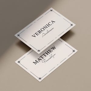 Wedding Place Cards Template with Hand Drawn Border, Classy Printable Placecards, Canva Template (WT05)