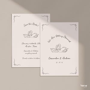 Save the Date Einladung, handgezeichnete Save the Dates, wunderliche Hochzeit Save the Date Karte, handgeschrieben, Canva Template, WT11