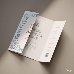 Unique Hand Drawn Gatefold Wedding Invitation Template with QR Code (Canva Template) (WT41)