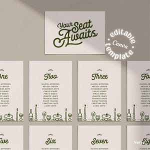 Hand Drawn Rustic Wedding Seating Chart Cards (Canva Template) (WT32)