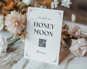 QRコードサイン、ハネムーン基金サイン、結婚披露宴サイン、Canvaテンプレート